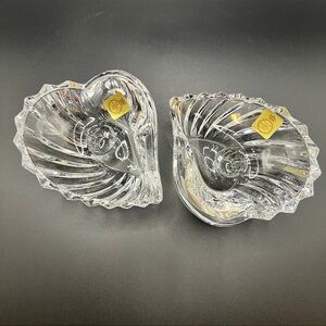 Bleikristall Crystal Heart Candle Holder Pair